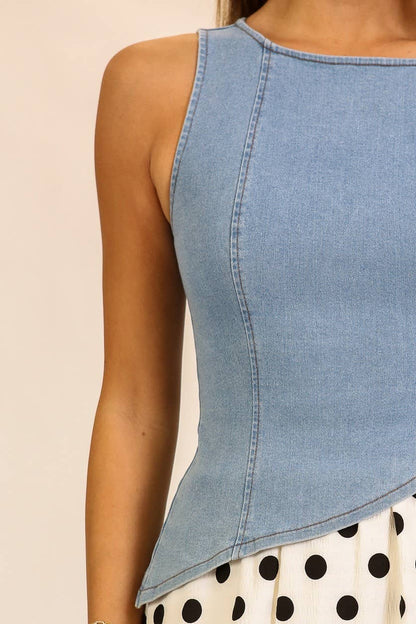 Asymmetrical Stretch Denim Top