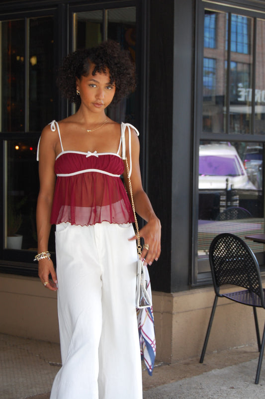 MESH BABYDOLL TOP