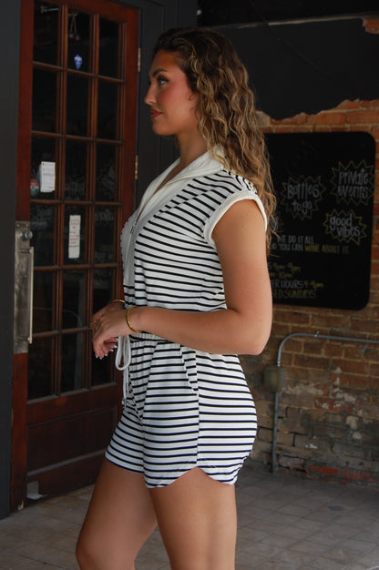 Stripe Zip Knit Romper