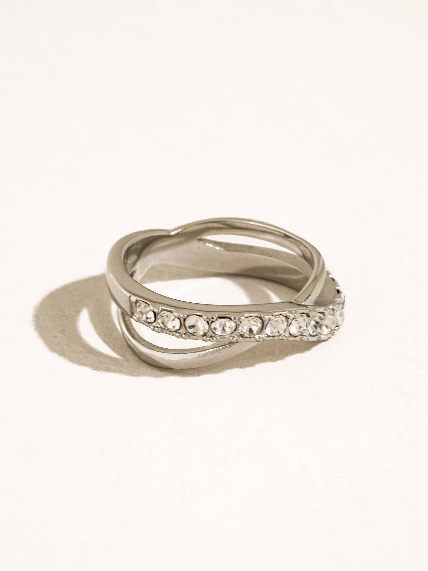 Rue 18K Gold Non-Tarnish CZ Crossover Ring