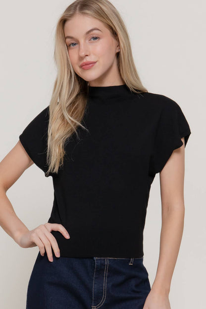 Cap Mock Neck Sweater Top