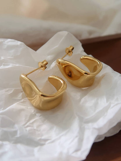 Non-Tarnish Sculpted Wave Hoop Earrings