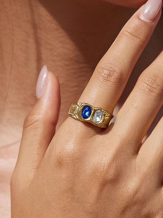 Rosina 18K Gold Non-Tarnish Blue CZ Ring