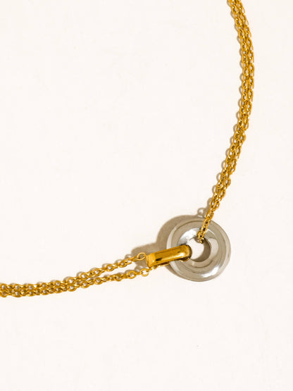 Non-Tarnish Two Tone Circle Necklace