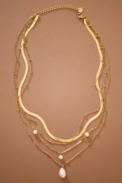 Non Tarnish Four Pearl Necklace