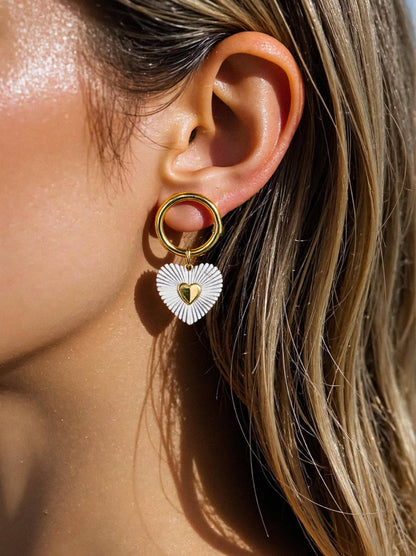 Annette Non-Tarnish Two Tone Heart Earring