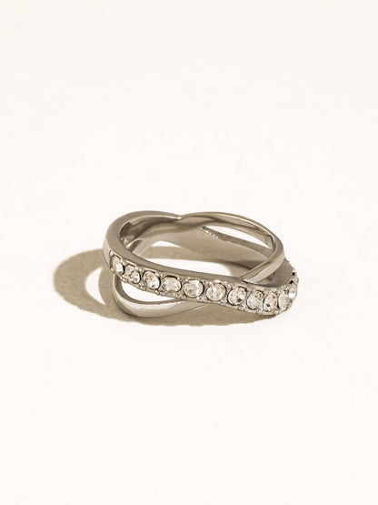 Rue 18K Gold Non-Tarnish CZ Crossover Ring