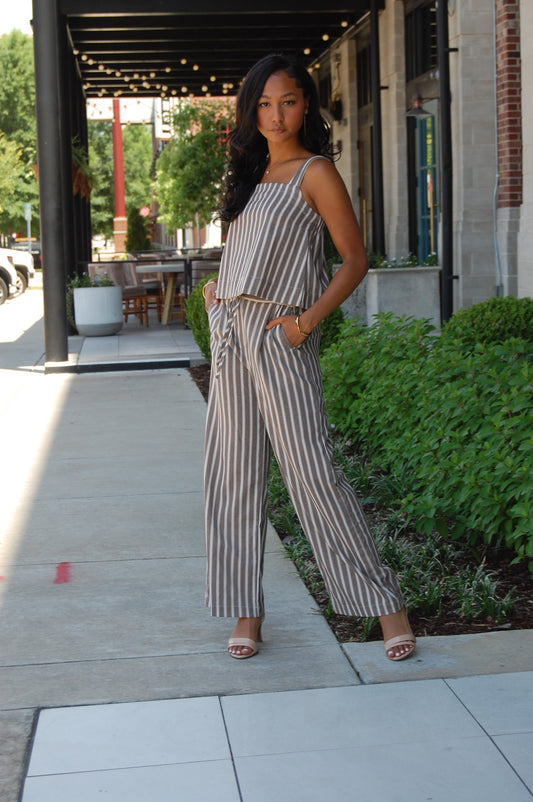 Stripe Linen Pants Set