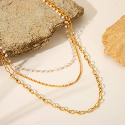 Non Tarnish Pearl Layer Necklace