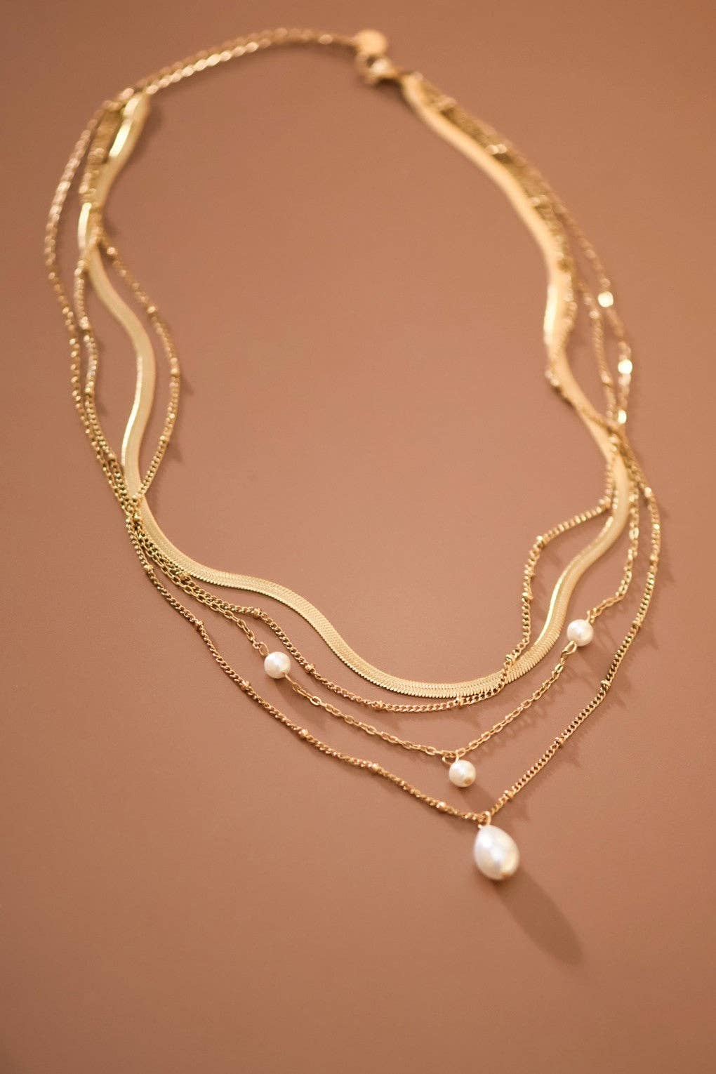 Non Tarnish Four Pearl Necklace