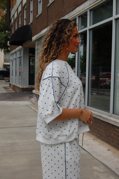 Piping Polka Dot Top Set