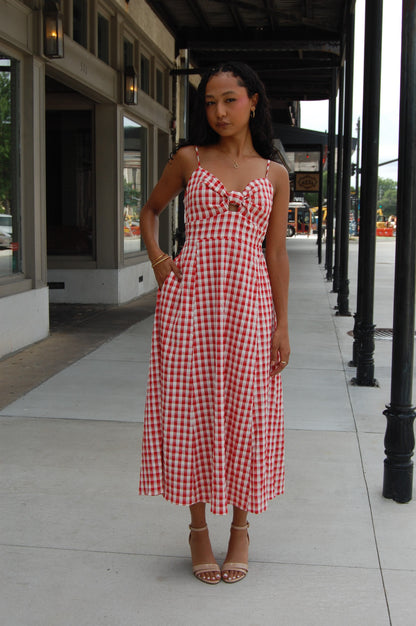 Gingham Midi Dress