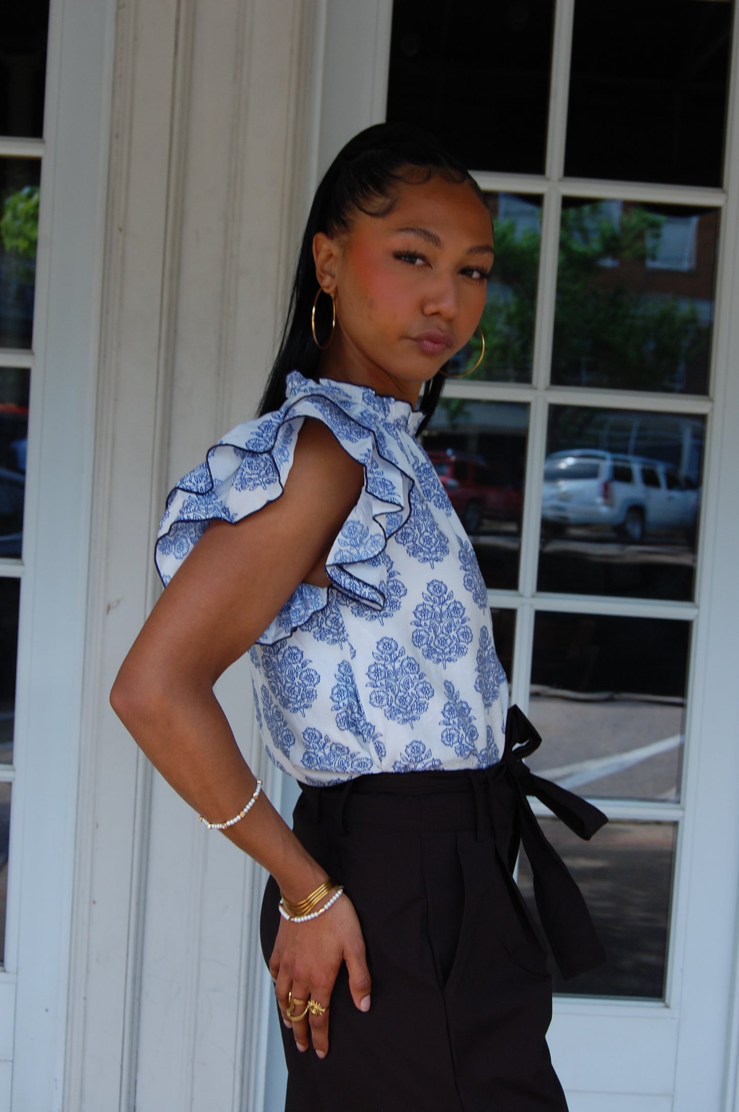 Ruffle Sleeve Blouse