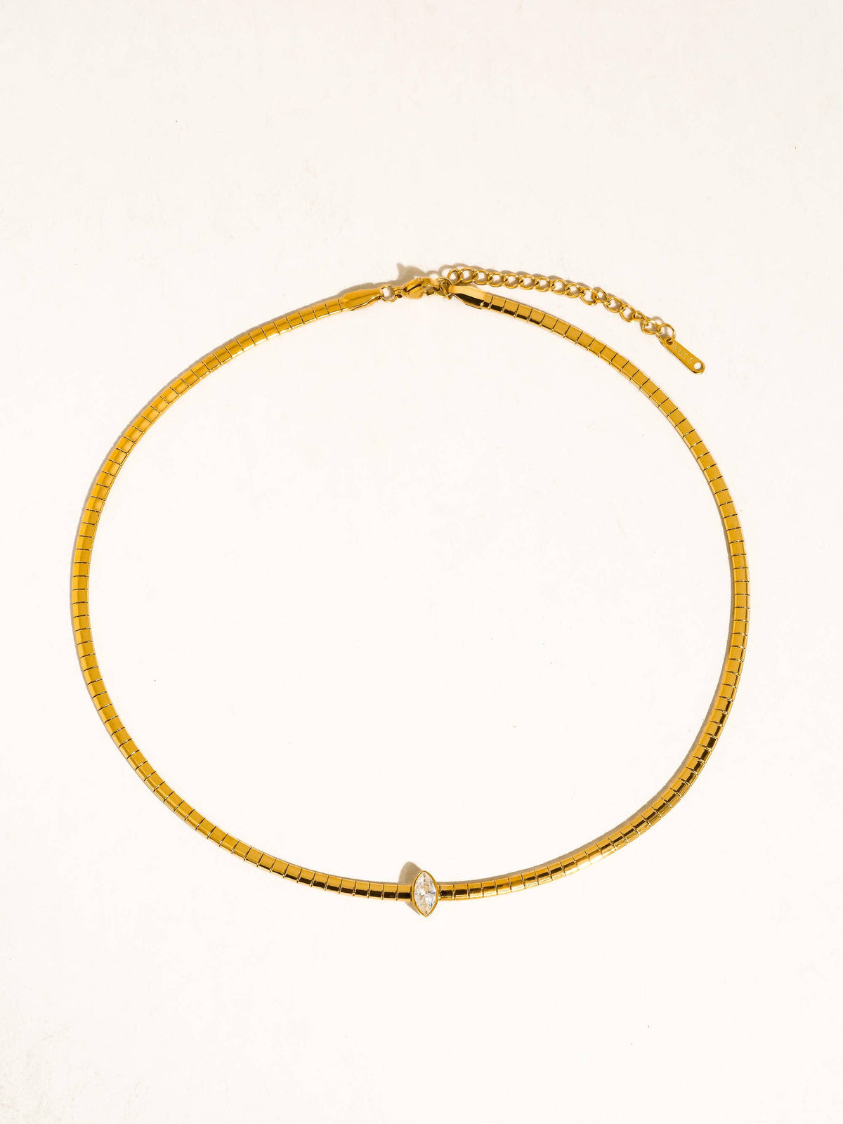 Non-Tarnish Marquise CZ Box Chain Choker