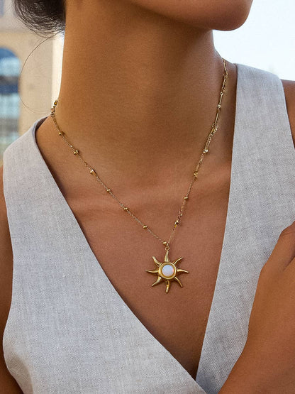 Non-Tarnish Sun Pendant Necklace