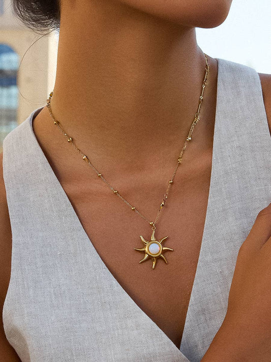 Non-Tarnish Sun Pendant Necklace