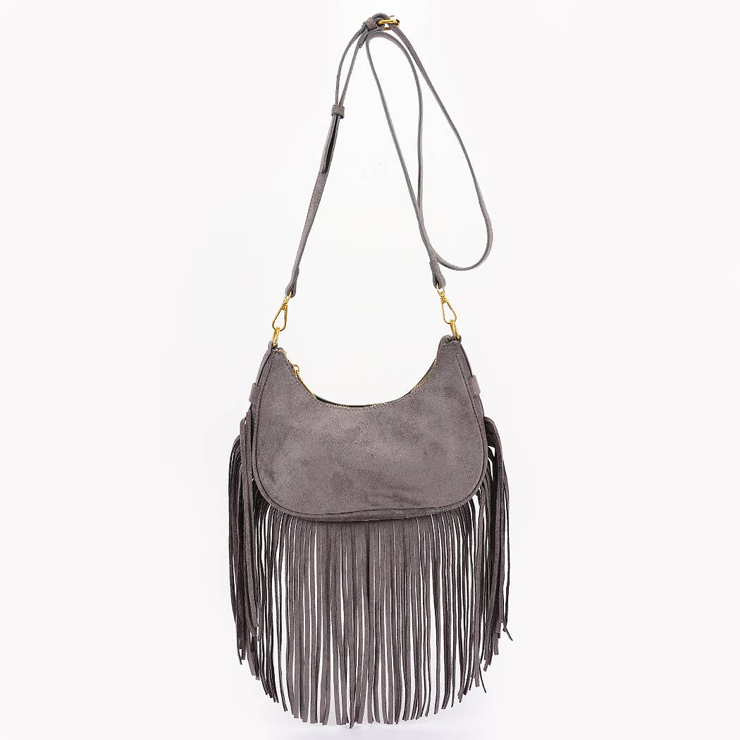 Fringe Suede Crossbody Bag
