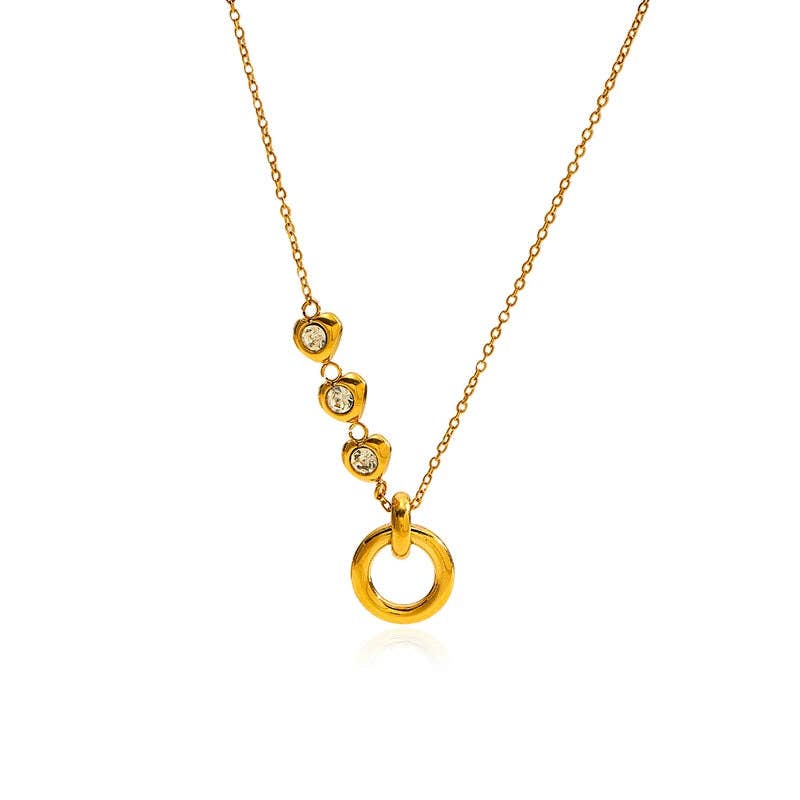 Non Tarnish Crystal Circle Necklace