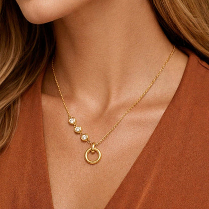 Non Tarnish Crystal Circle Necklace