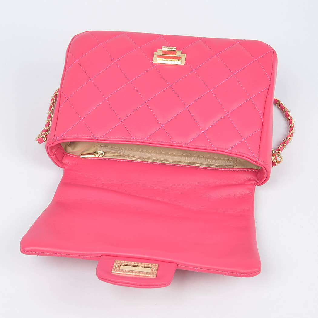 Quilted Faux Leather Flap Bag