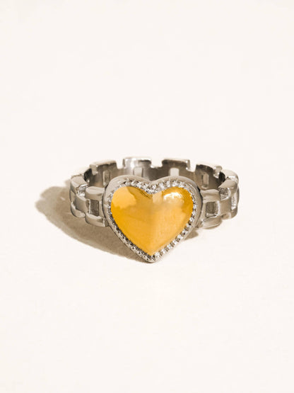 Storm 18K Gold Non-Tarnish Heart Watchband Ring