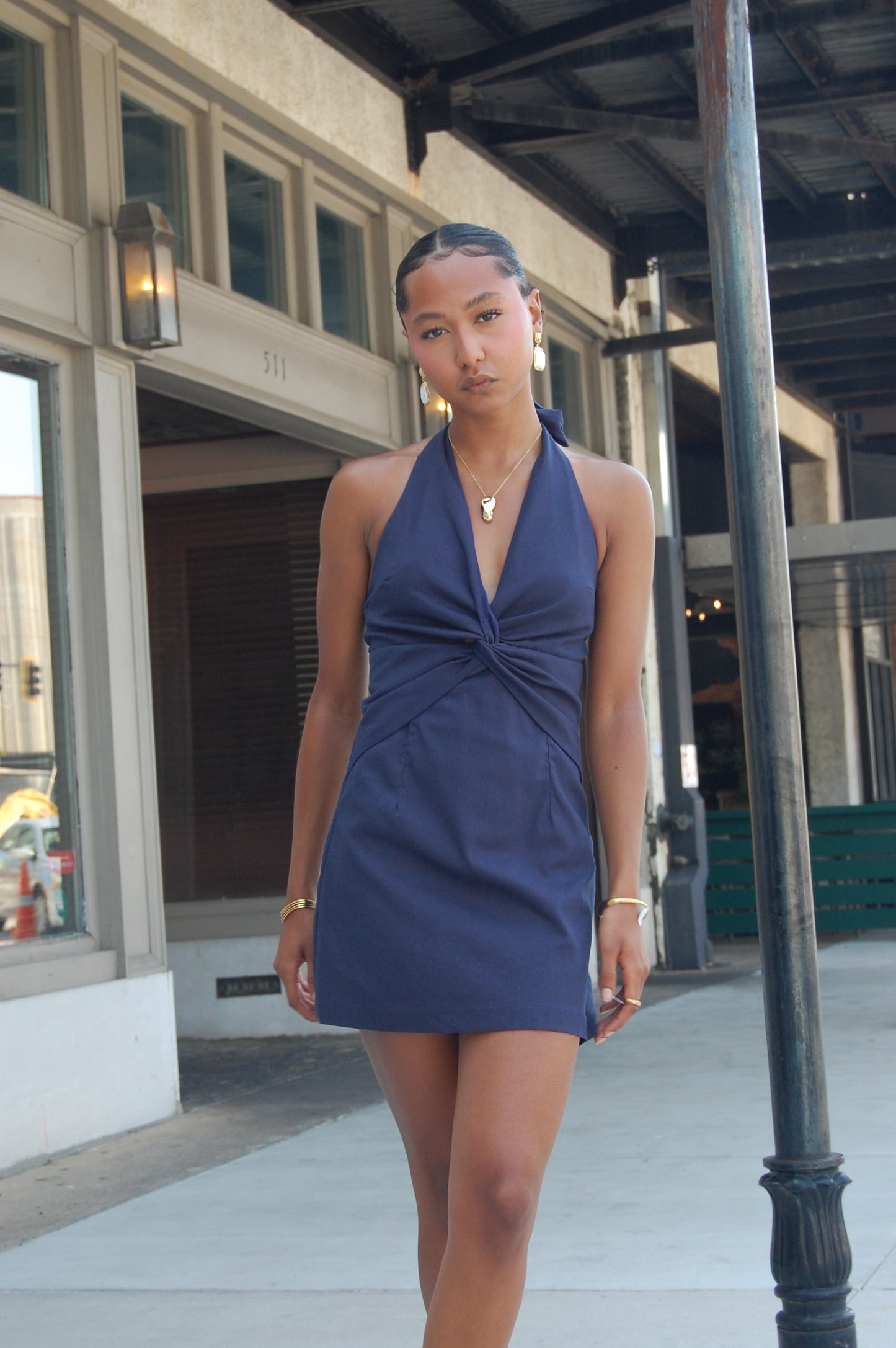 Twist Halter Mini Dress
