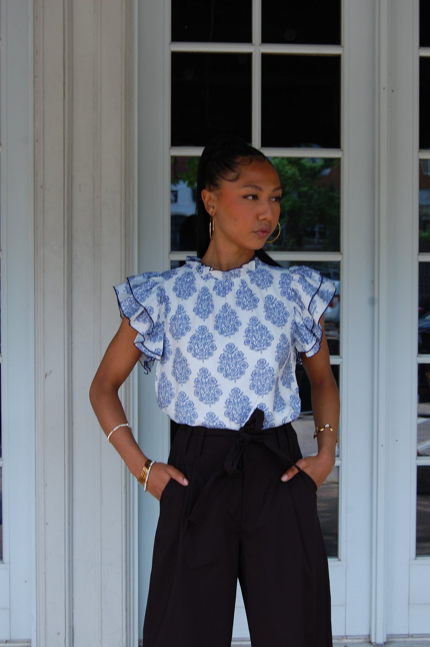 Ruffle Sleeve Blouse