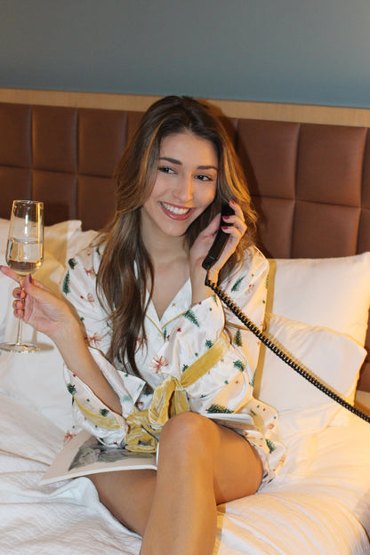 Gold Bows & Tree PJ Top