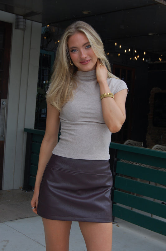 Faux Leather Skort