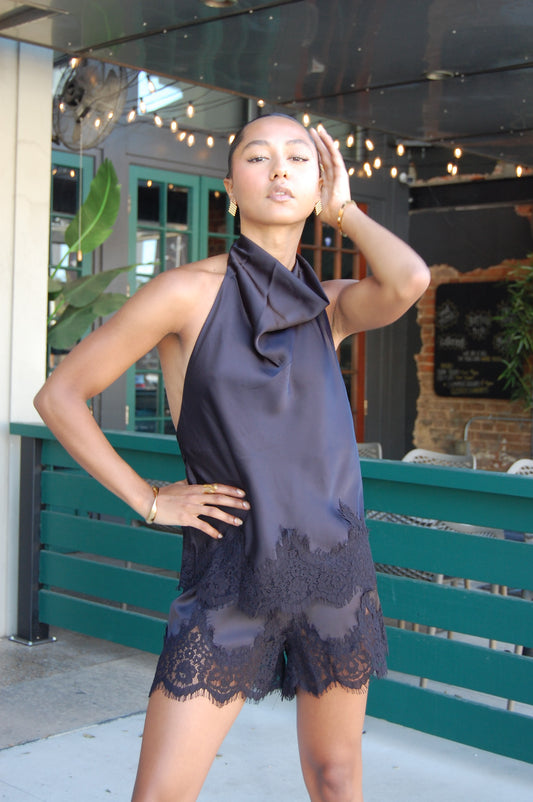 Halter Lace Trim Top