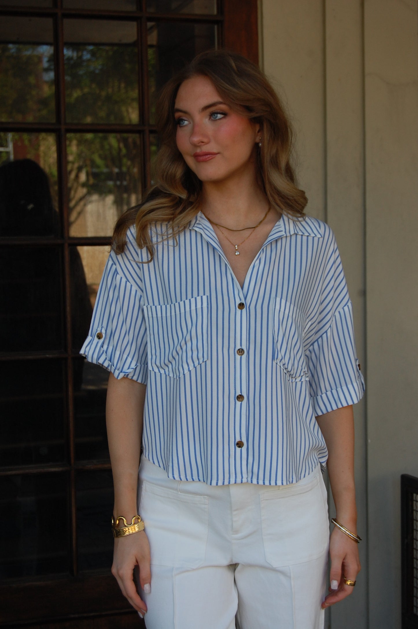 V-Neck Stripe Top