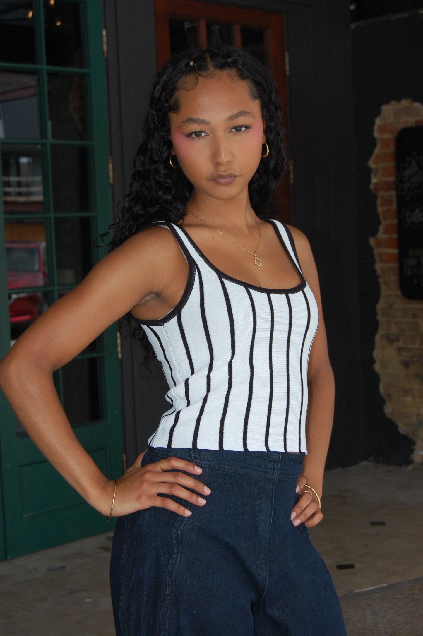Striped Two Tone Top
