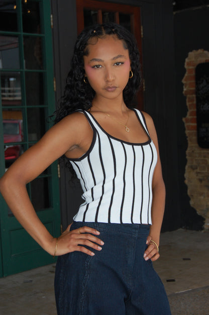 Striped Two Tone Top