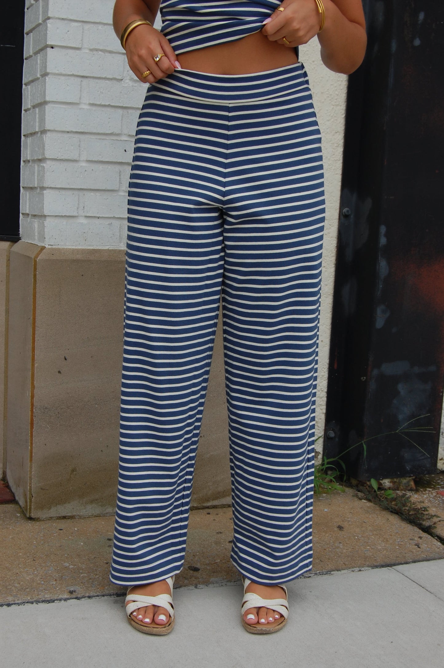 Striped Wide Leg Pants Set