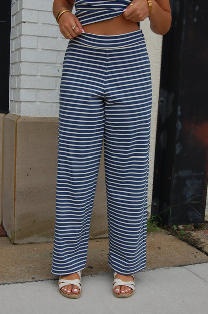Striped Wide Leg Pants Set