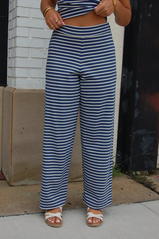 Striped Wide Leg Pants Set