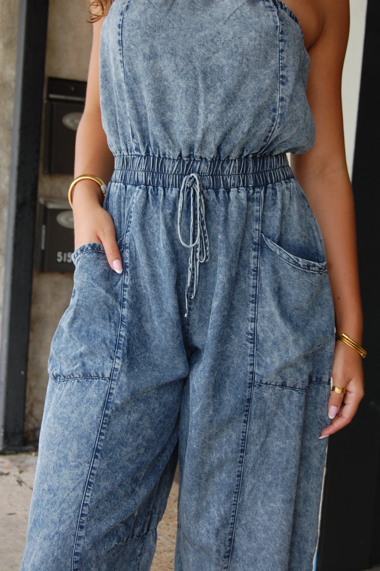 Tube Denim Jumpsuit