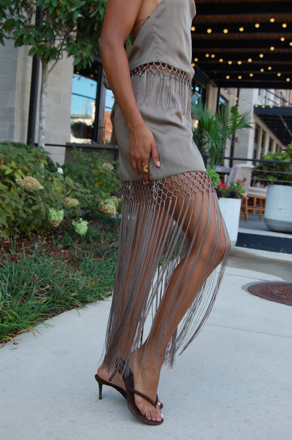 Satin Fringe Maxi Set