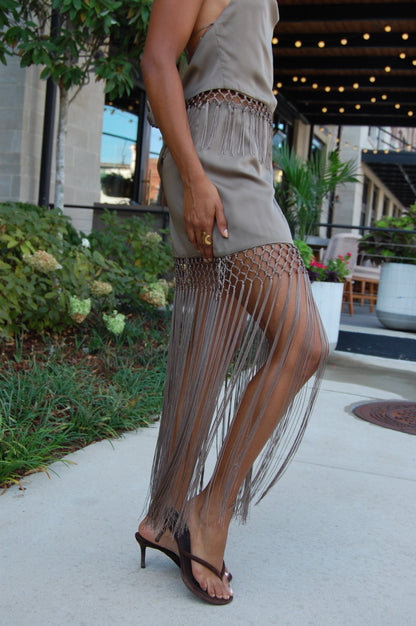 Satin Fringe Maxi Set