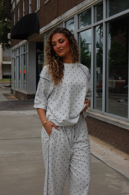 Piping Polka Dot Top Set