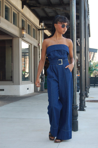 Tube Denim Jumpsuit