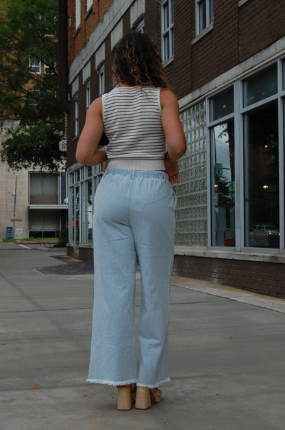 Twill Washed Wide Pants