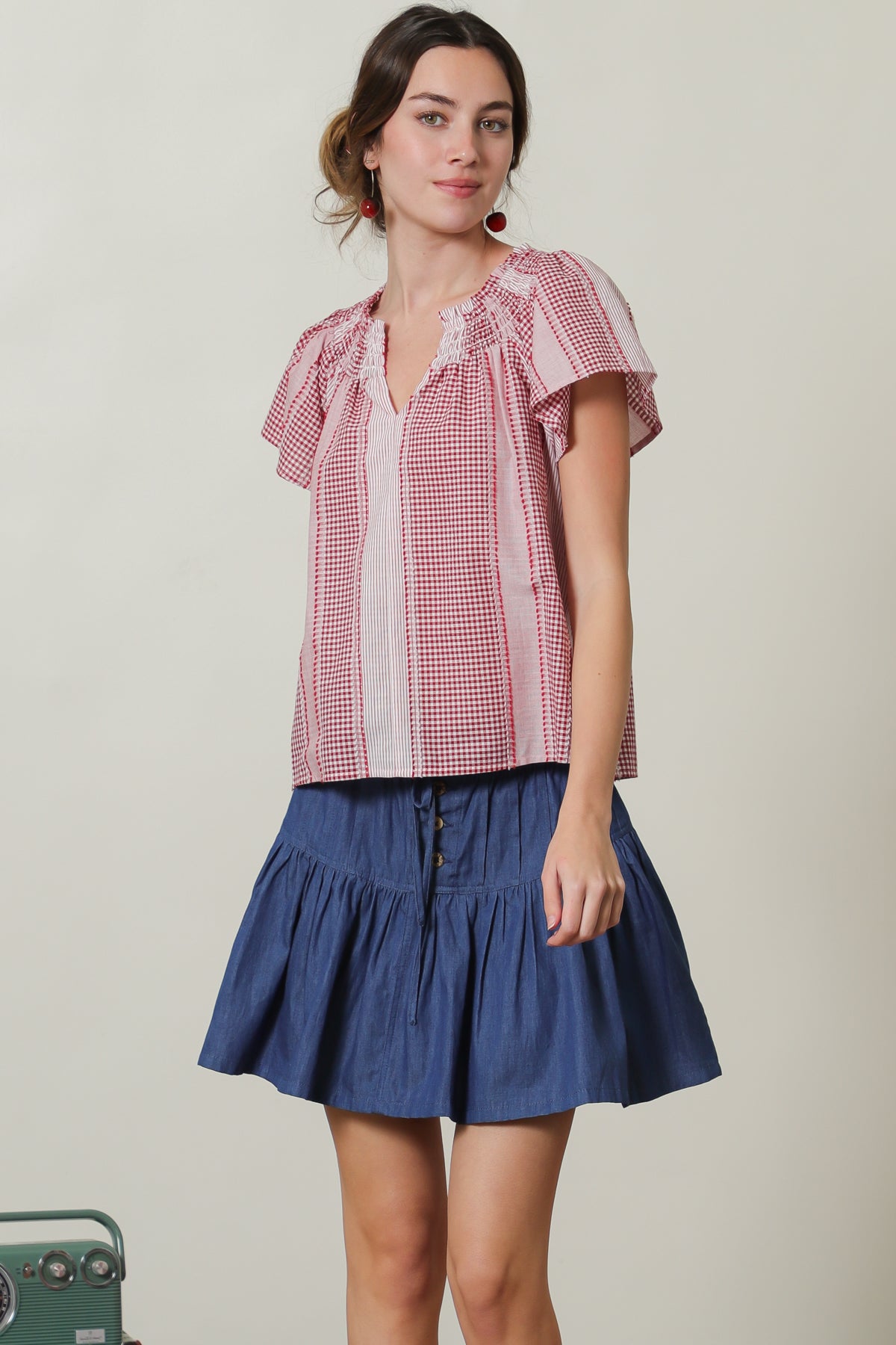 Gingham Short Sleeve Top