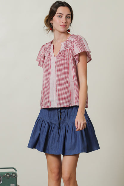 Gingham Short Sleeve Top