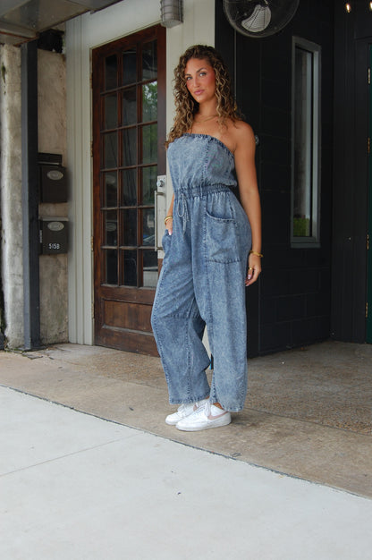 Tube Denim Jumpsuit