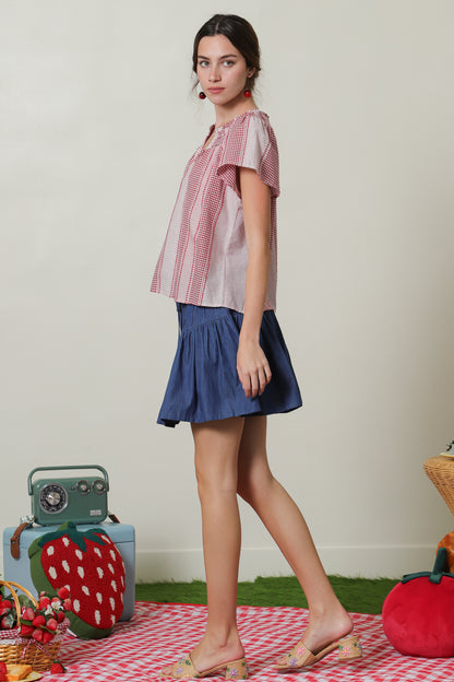 Gingham Short Sleeve Top