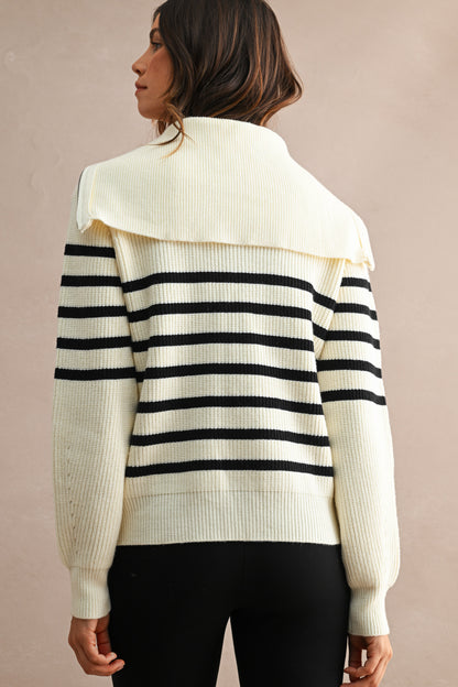 Stripe Sailor Zip Up Top