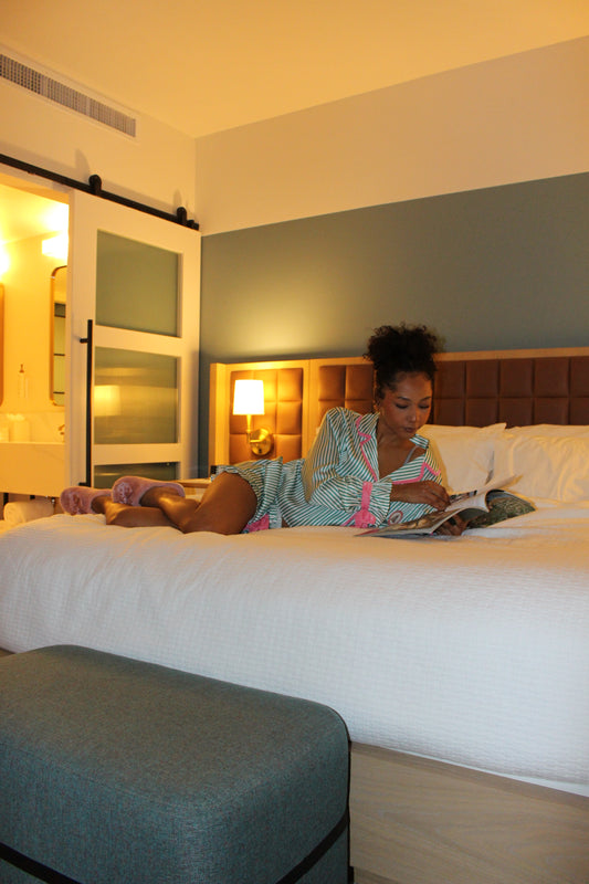 Mini Embroidered Stripe PJ Shorts