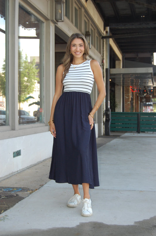 Mixed Media Midi Dress