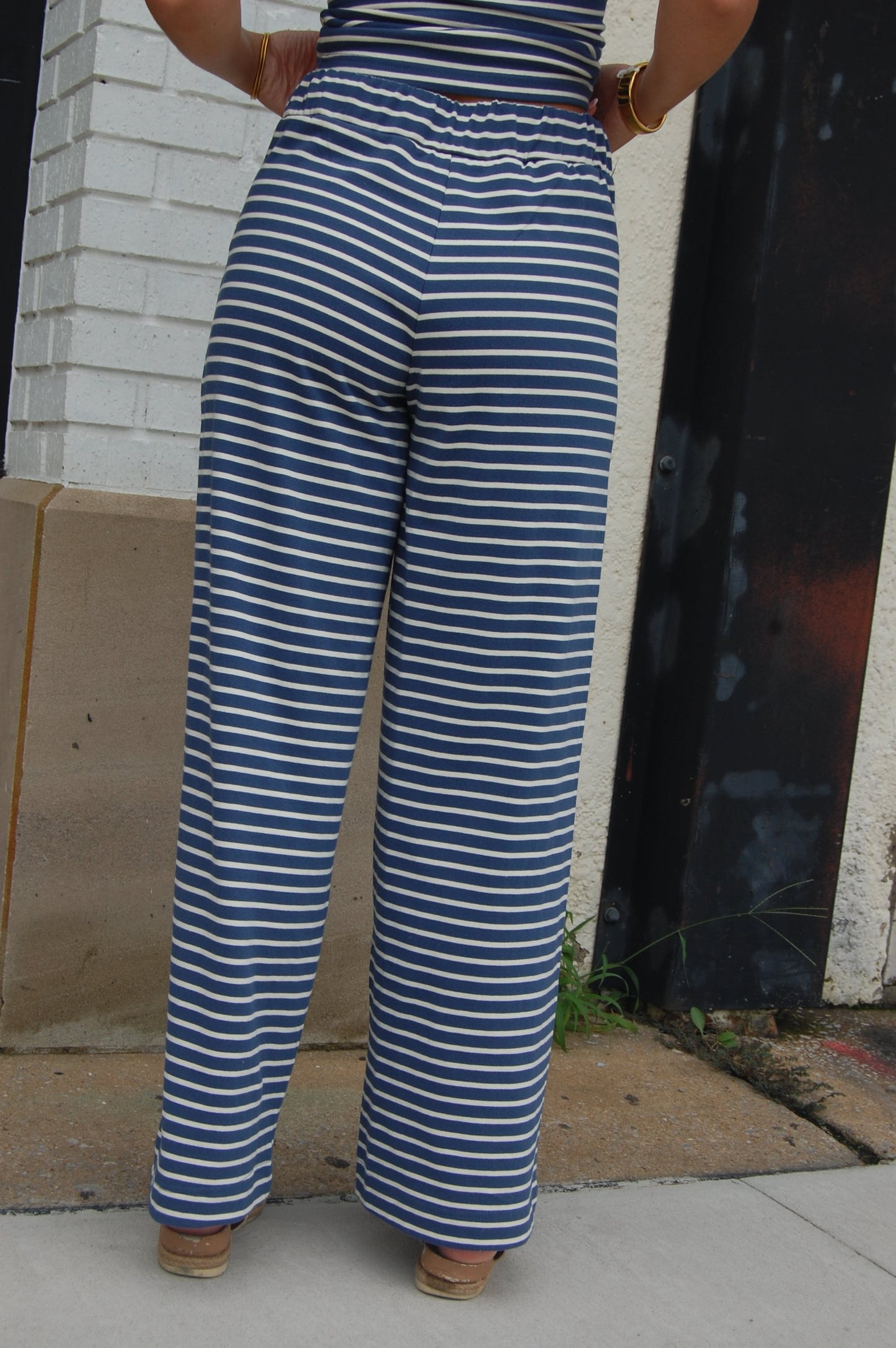 Striped Wide Leg Pants Set